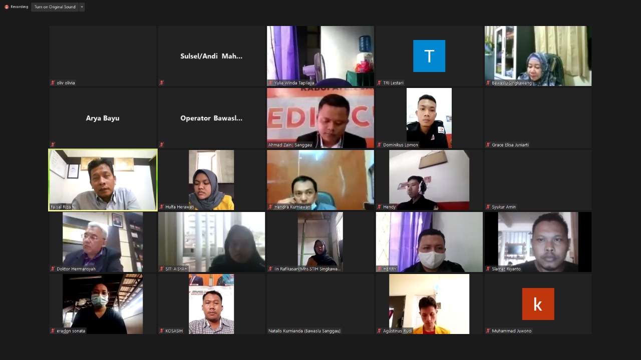 BAWASLU SANGGAU SUKSES LAKSANAKAN WEBINAR PARA PENCARI KEADILAN DALAM PILKADA