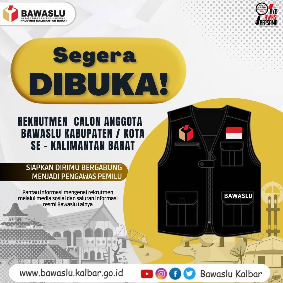 PENGUMUMAN SELEKSI ANGGOTA BAWASLU KABUPATEN/KOTA MASA JABATAN TAHUN 2023-2028