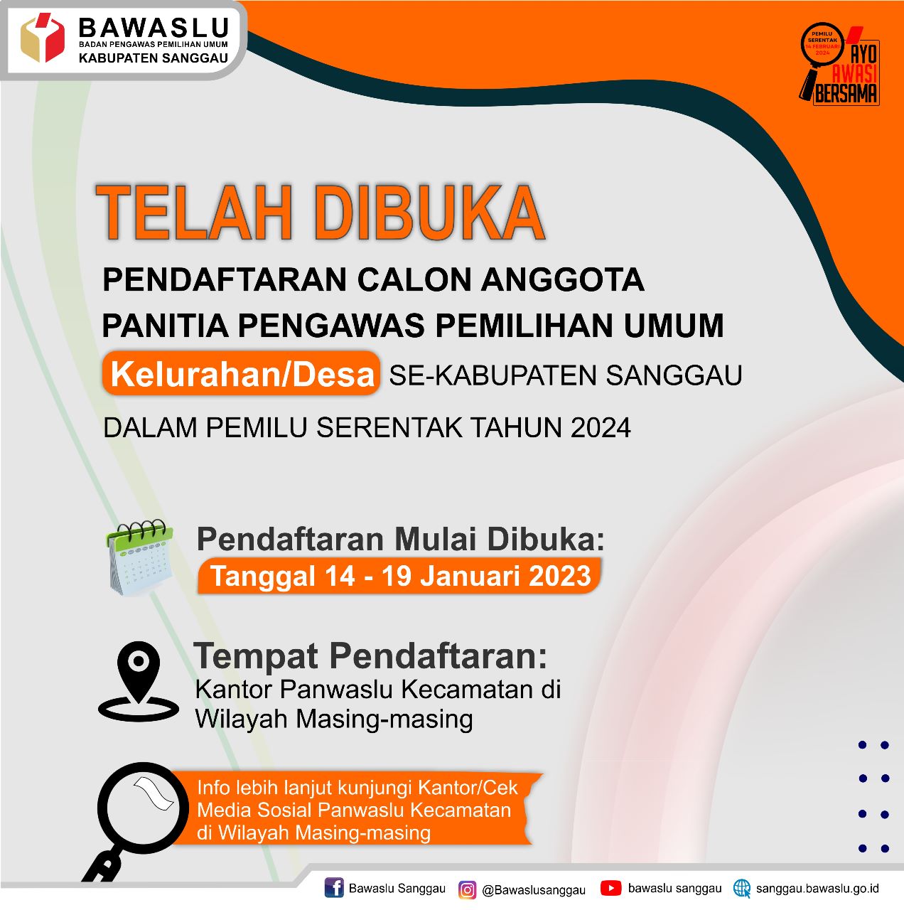 REKRUTMEN PANWASLU KELURAHAN/DESA SE-KABUPATEN SANGGAU PADA PEMILU TAHUN 2024