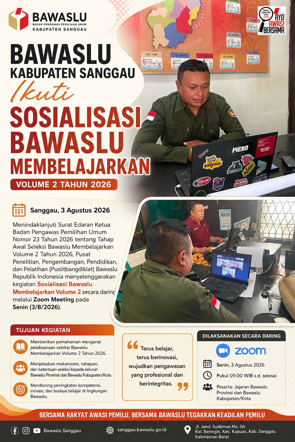 Saparudin Ikuti Sosialisasi Bawaslu Membelajarkan Volume 2 sebagai Wujud Penguatan Kompetensi Pengawas Pemilu