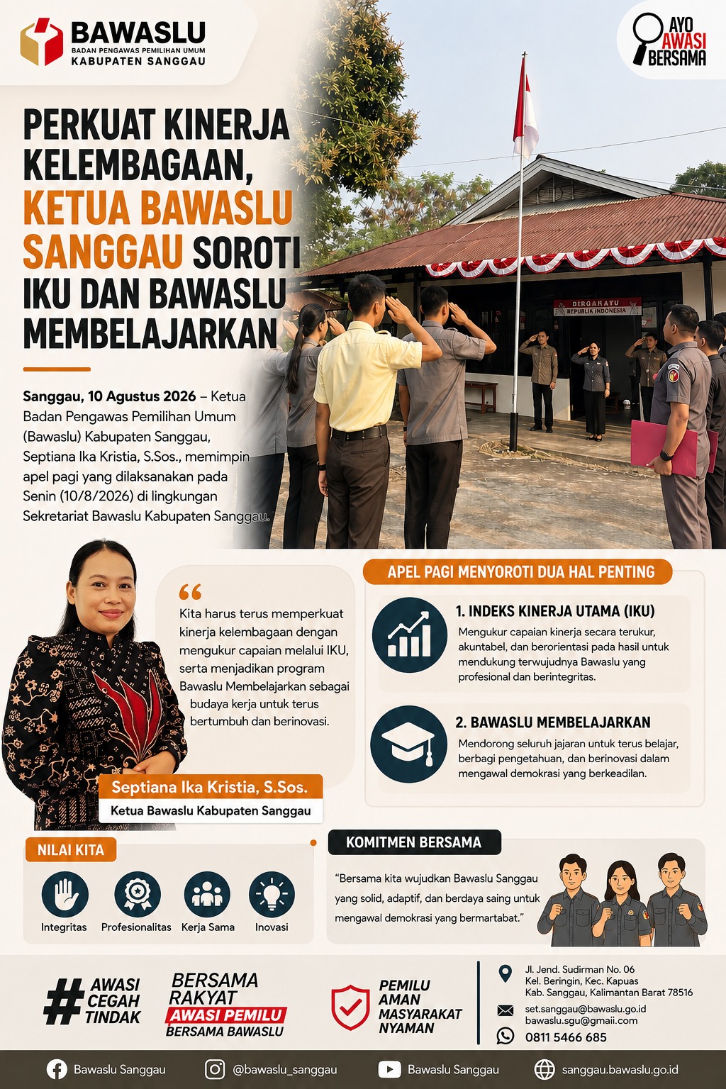 Perkuat Kinerja Kelembagaan, Ketua Bawaslu Sanggau Soroti IKU dan Bawaslu Membelajarkan