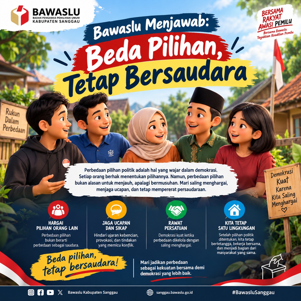 Bawaslu Menjawab: Beda Pilihan, Tetap Bersaudara