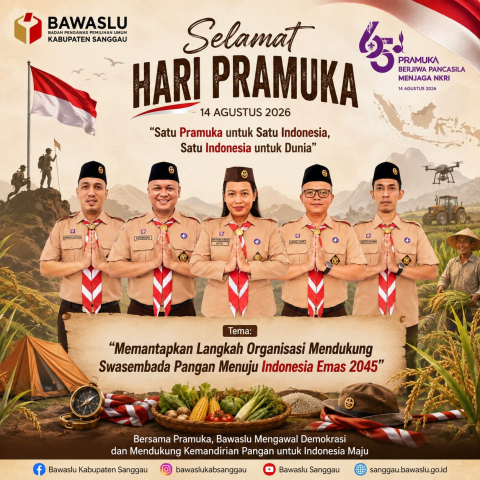 Hari Pramuka ke-65 Tahun 2026: Bawaslu Kabupaten Sanggau Ajak Wujudkan Generasi Tangguh Menuju Indonesia Emas 2045