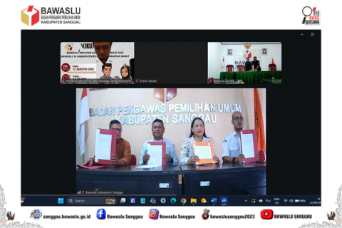Pimpinan Bawaslu Sanggau Hadiri Penandatanganan Dokumen IKU Bawaslu Kabupaten/Kota se-Kalimantan Barat Tahun 2026